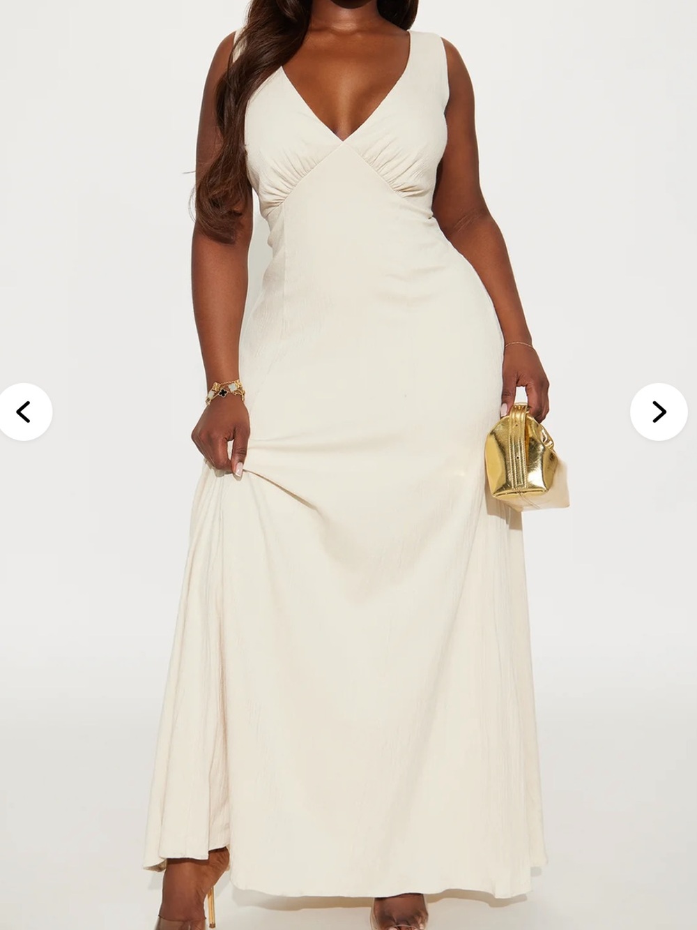 Daniella Stretch Linen Maxi Dress - Cream